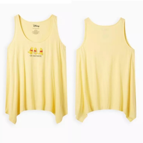 Torrid Yellow Cotton Disney Winnie the Pooh Yellow Hankie Tank Top Size 3X 22/24 - Picture 1 of 10